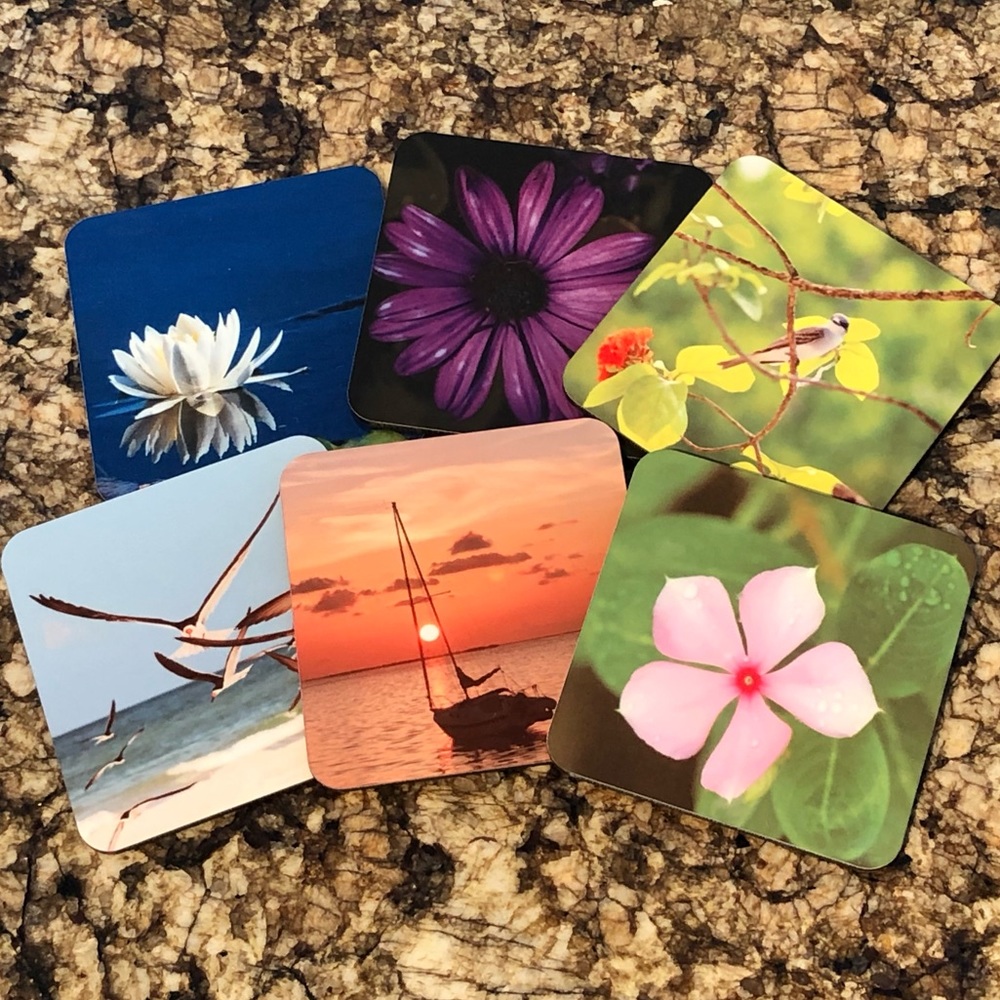 Set of 6 gorgeous coasters! 🌸🌊